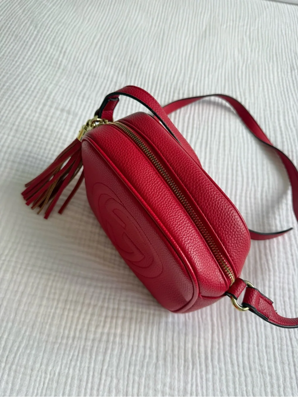 Gucci Red Soho Disco Leather Crossbody with Tassel - Picture 2 of 3